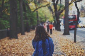 Girl with backpack